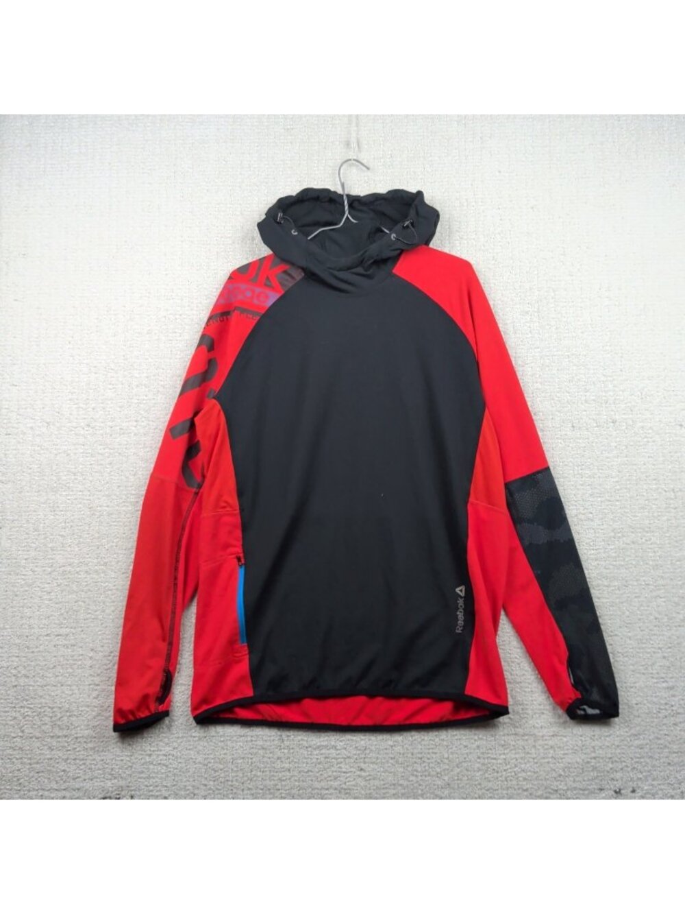 Reebok Challenge Hoodie Cross-Fit Gym Tech Pro Running Black / Red Men Sz L